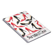 レディースはハイヒールのStillettoの螺線形ノートに蹄鉄を打ちます ノートブック (右側)