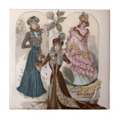 レディースインガウンヴィンテージファッションイラストレーション タイル (正面)