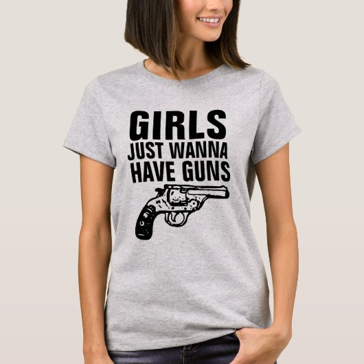 レディースガン（女の子は銃を持ちたい） Tシャツ (正面)