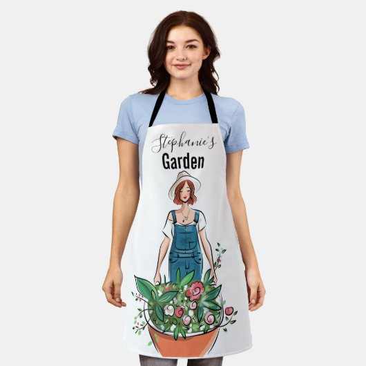 レディースガーデニング花 エプロン (着用した状態)