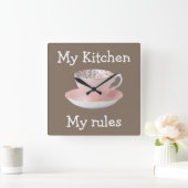 レディースキッチおもしろいンウォールクロック スクエア壁時計 (ホーム)