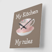 レディースキッチおもしろいンウォールクロック スクエア壁時計 (傾斜)