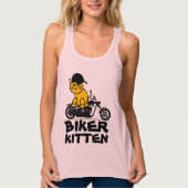 レディースキャットバイクもしくは自転車に乗る人キットンバイクTシャツ タンクトップ (正面)