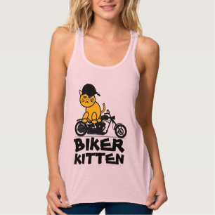 レディースキャットバイクもしくは自転車に乗る人キットンバイクTシャツ タンクトップ
