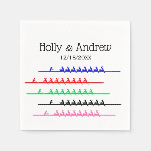 レディースクルーのレース漕ぎ – 最大5ボート スタンダードカクテルナプキン (正面)