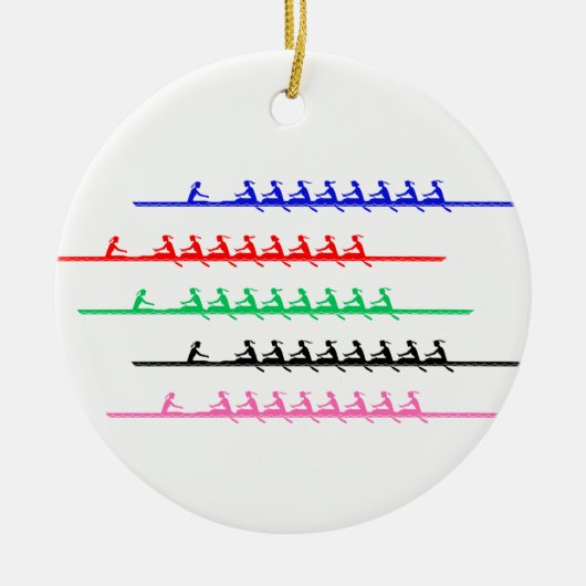 レディースクルーのレース漕ぎ – 最大5ボート セラミックオーナメント (正面)