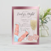 レディースゲームナイトピンクグリッターサイコロ 招待状 (スタンド正面)