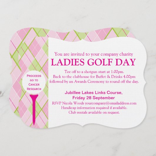 レディースゴルフデイ企業のグループイベント招待 招待状 (正面/裏面)