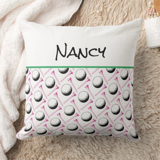 レディースゴルフパターンボールティー名ピンクおもしろいデコール クッション (ブランケット)