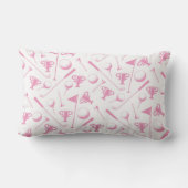 レディースゴルフピンクグリーンホワイト名門私立校風のネームクラシック ランバークッション (裏面)