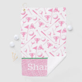 レディースゴルフピンクグリーンホワイト名門私立校風の ゴルフタオル (インサイチュ)