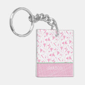 レディースゴルフピンクグリーン名門私立校風のおもしろい キーホルダー (正面左)