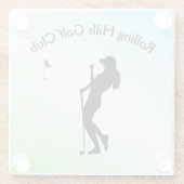 レディースゴルフホールインワングリーンビジネス ガラスコースター (裏面)