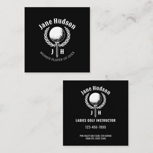 レディースゴルフモエレガントノグラムデザイン スクエア名刺 (正面/裏面)