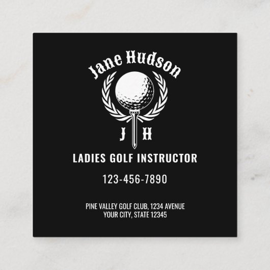 レディースゴルフモエレガントノグラムデザイン スクエア名刺 (裏面)