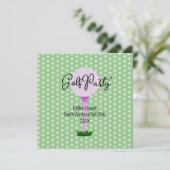 レディースゴルフリーグゴルフパーティの招待状フラットカード カード (スタンド正面)