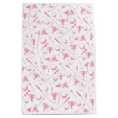 レディースゴルフ模様ピンクホワイトトワ名門私立校風のイル ミディアムペーパーバッグ (正面)