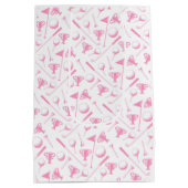 レディースゴルフ模様ピンクホワイトトワ名門私立校風のイル ミディアムペーパーバッグ (裏面)