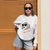 レディースシルエットレッド&ブラックリニアフェミニスト引用文 スウェットシャツ