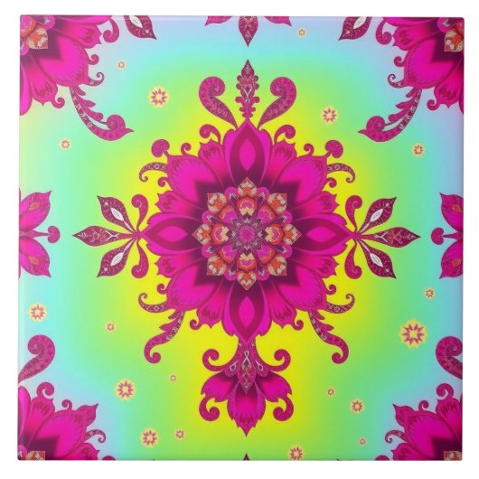 レディースステートメントピンクフローラチンツタイル タイル (正面)