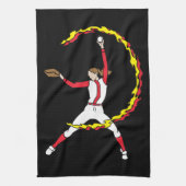 レディースソフトボールの水差し キッチンタオル (縦)