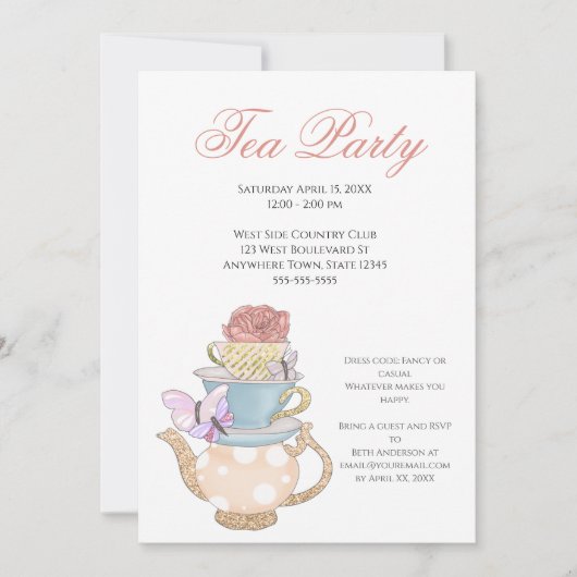 レディースティーパーティーアイディア 招待状 (正面)