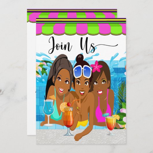 レディースデーアウトパーティー招待状 招待状 (正面/裏面)