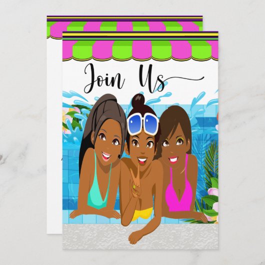 レディースデーアウトパーティー招待状 招待状 (正面/裏面)