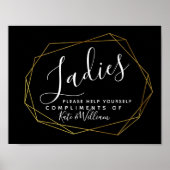 レディーストイレの看板 – トイレタリーのバスケットの幾何学的 ポスター (正面)