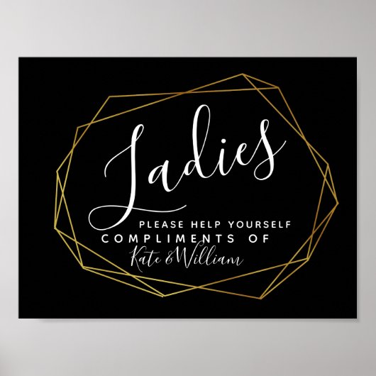 レディーストイレの看板 – トイレタリーのバスケットの幾何学的 ポスター (正面)