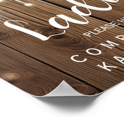 レディーストイレの看板 – トイレタリーのバスケット素朴 ポスター (角)