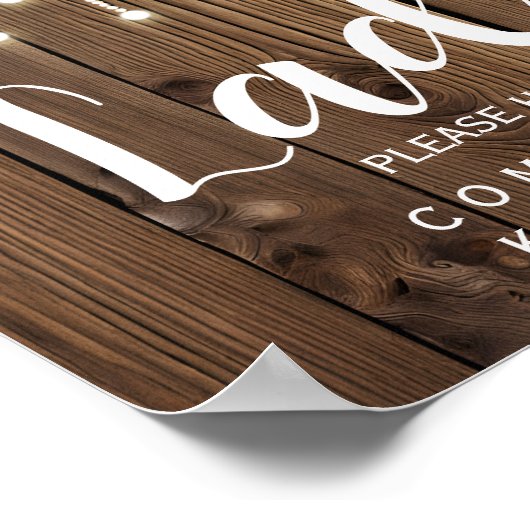 レディーストイレの看板 – トイレタリーのバスケット素朴 ポスター (角)