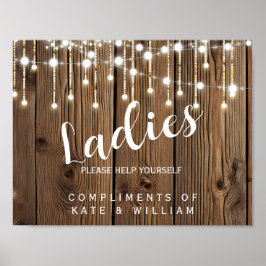 レディーストイレの看板 – トイレタリーのバスケット素朴 ポスター