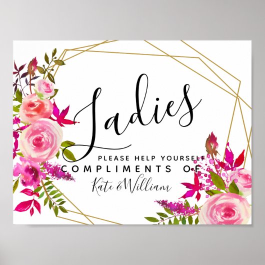 レディーストイレの看板 – トイレタリーバスケットのクリスタル ポスター (正面)