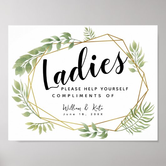 レディーストイレの看板 – トイレタリーバスケットのクリスタル ポスター (正面)