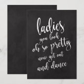 レディーストイレ お手頃な黒板ウェディングサイン 招待状 (正面/裏面)