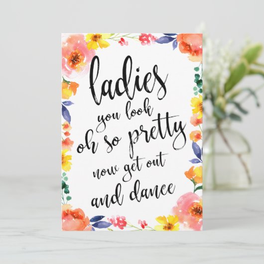 レディーストイレ お手頃価格の花柄結婚式看板 (スタンド正面)