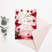 レディースナイトさくらんぼカクテルブライダルシャワー 招待状