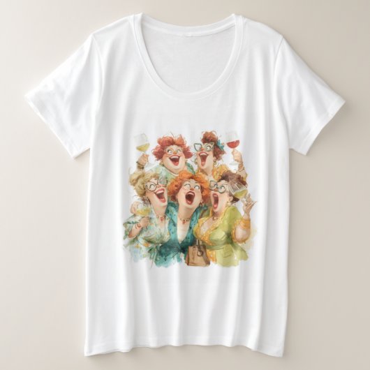 レディースナイトの笑い プラスサイズTシャツ (デザイン正面)