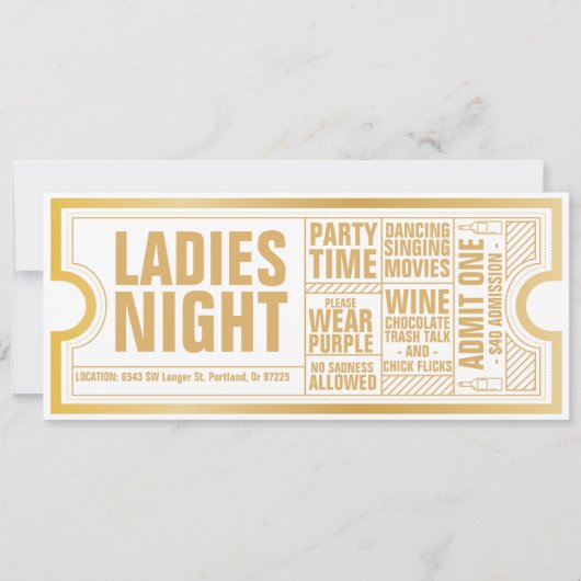 レディースナイト招待状 - 完全にカスタマイズ可能なテキスト 招待状 (正面)