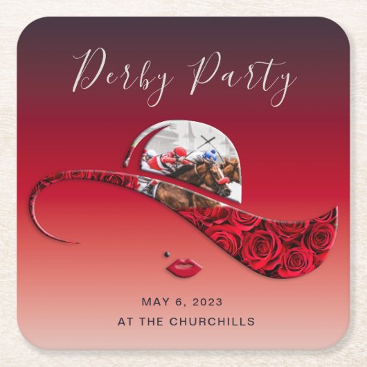 レディースハットダービーパーティー スクエアペーパーコースター (正面)