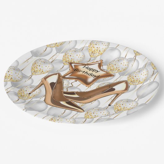 レディースハッピーバースデー ペーパープレート (アングル)