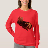 レディースハロウィーンシャツホラーゾンビ完全に死んでいなシャツ Tシャツ (正面)