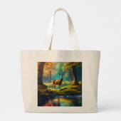 レディースハンドバッグ甘い自然鹿プリント ラージトートバッグ (裏面)