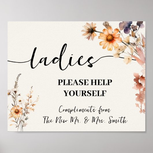 レディースバスルームウェディングレセプション秋ワイルドフラワー ポスター (正面)