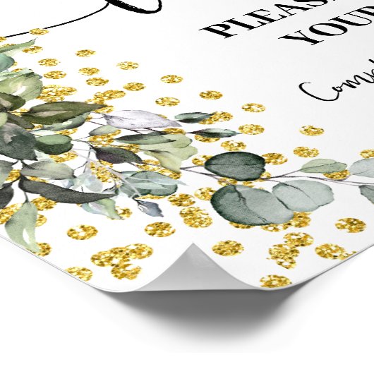 レディースバスルーム結婚式レセプションユーカリ金ゴールド ポスター (角)