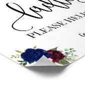 レディースパウダールームウェディングレセプションネイビーサイン ポスター (角)