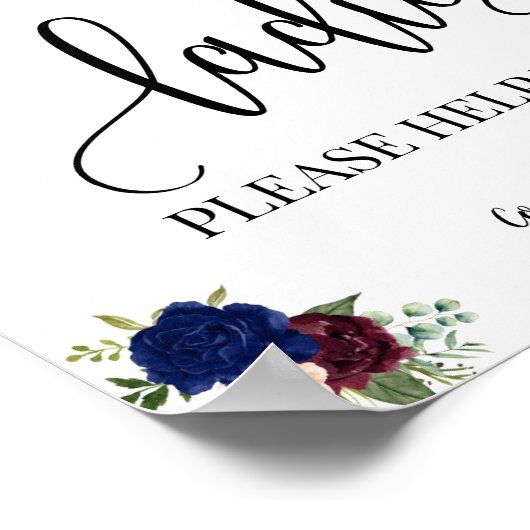 レディースパウダールームウェディングレセプションネイビーサイン ポスター (角)