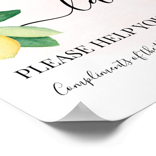 レディースパウダールーム ウェディング レセプション レモン ピンク ポスター (角)