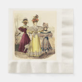 レディースビクトリアンヴィンテージファッションパラソルonベージュ 縁ありランチョンナプキン (正面)
